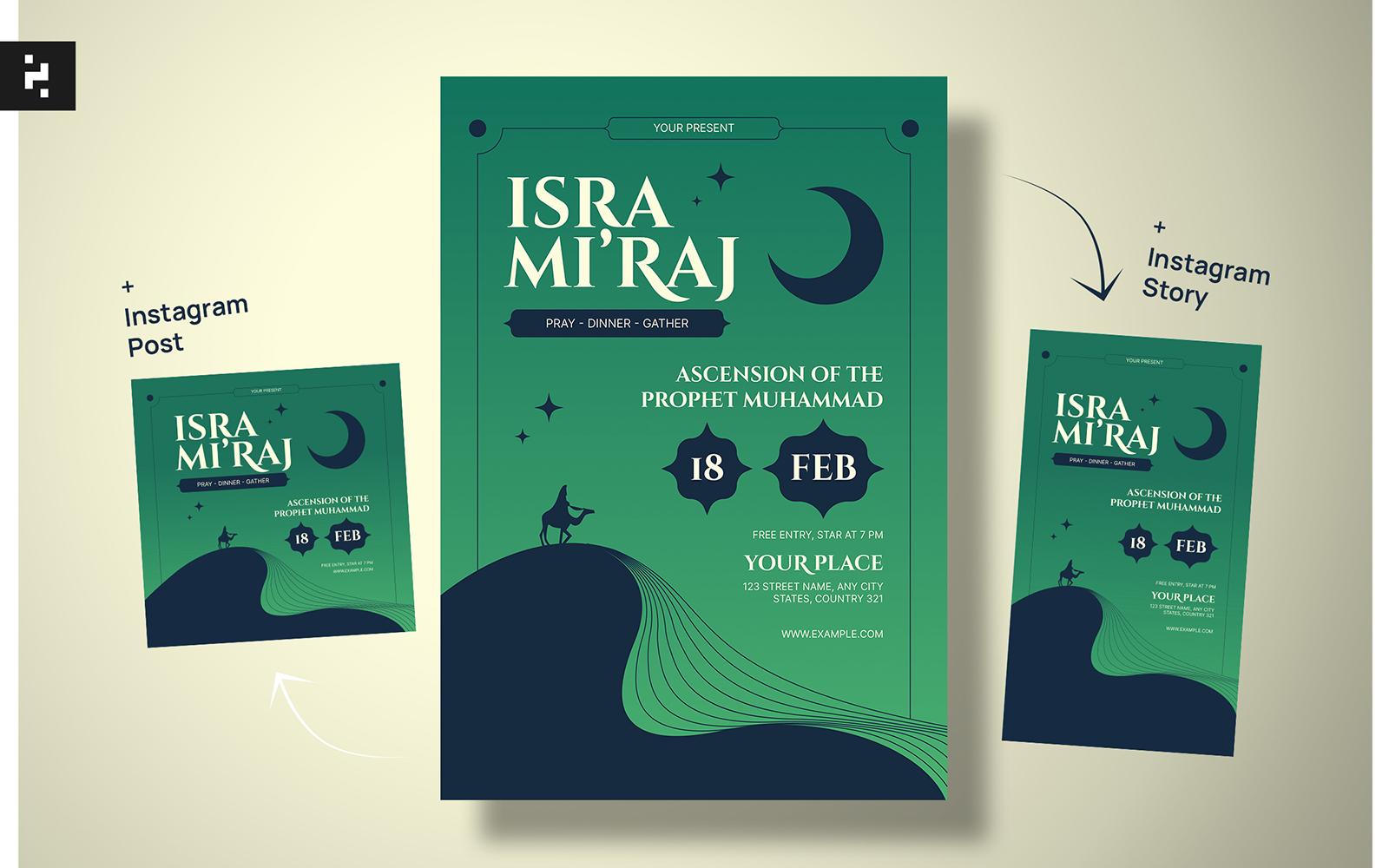 Elegant Isra Miraj Flyer Template