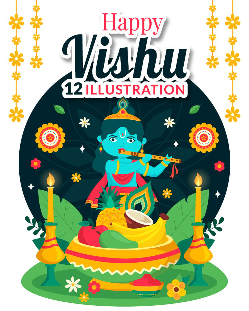 12 Happy Vishu Illustration