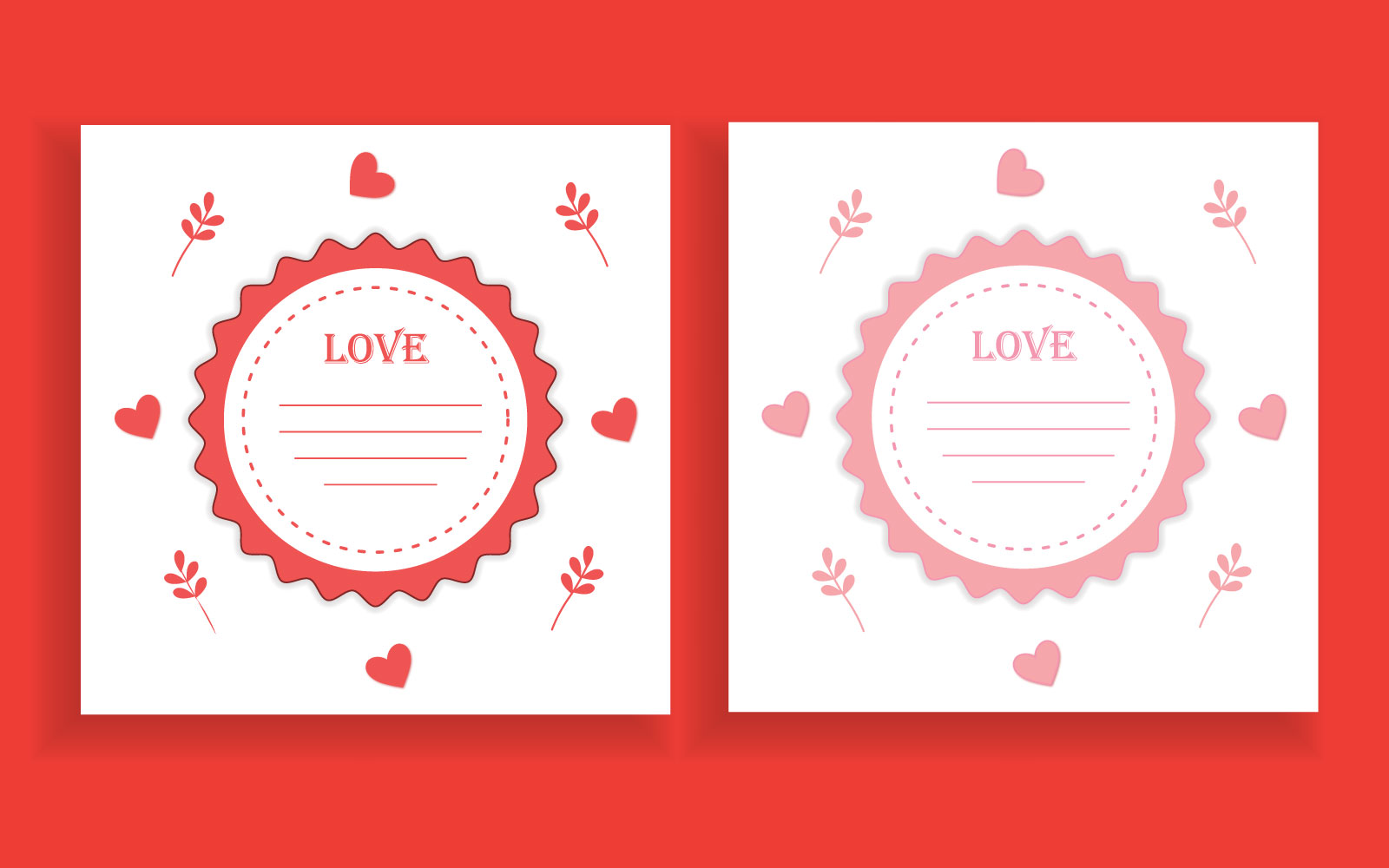 Wedding invitation card with hearts
