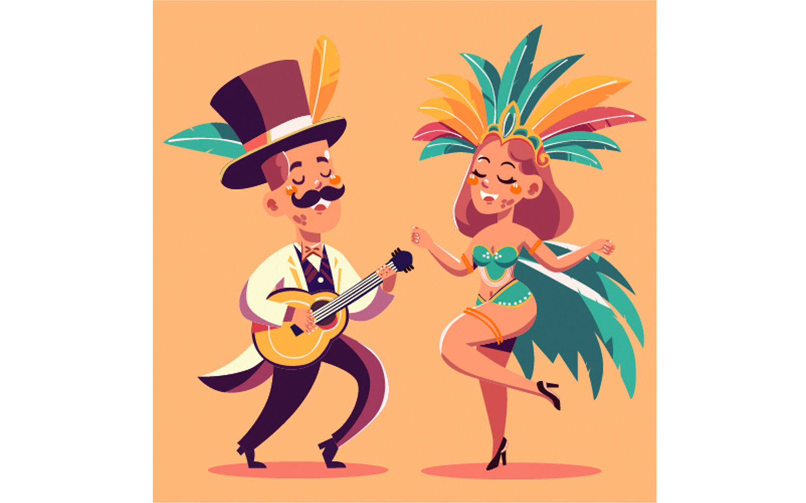 Rio de Janeiro Carnival Brazil with Brazilian Characters Illustration