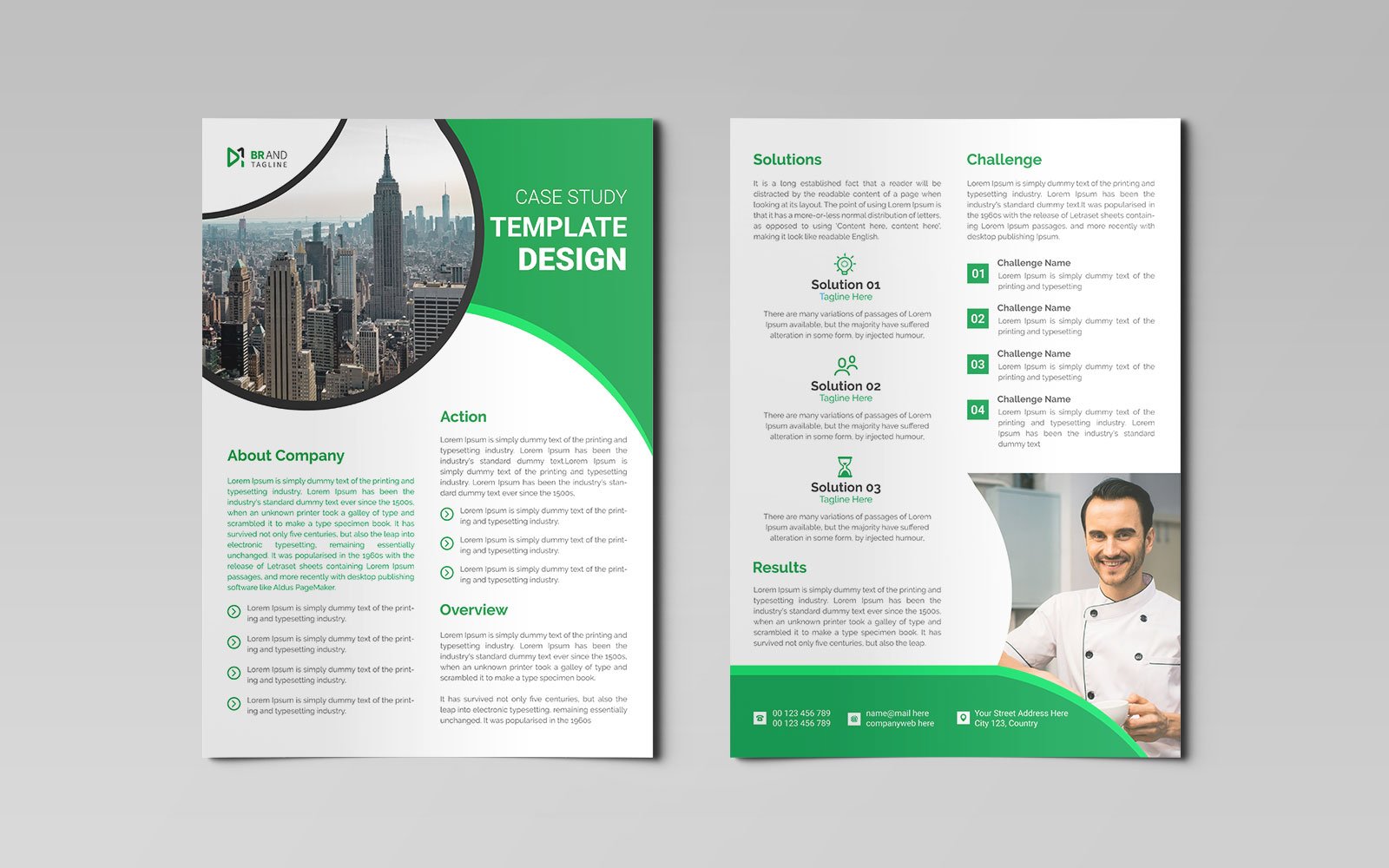 Simple and clean case study template design - corporate identity