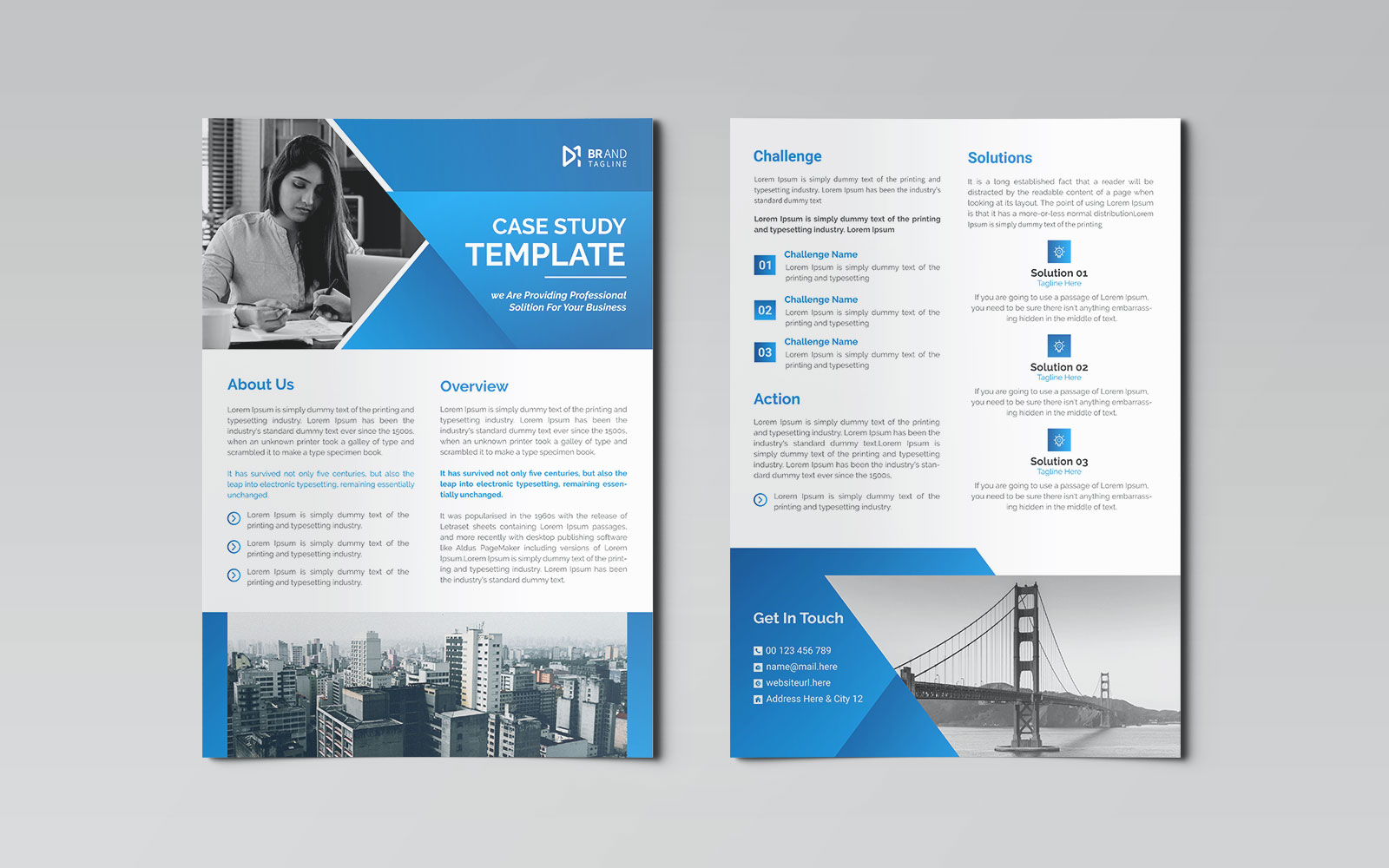 Clean and modern case study template design - corporate identity