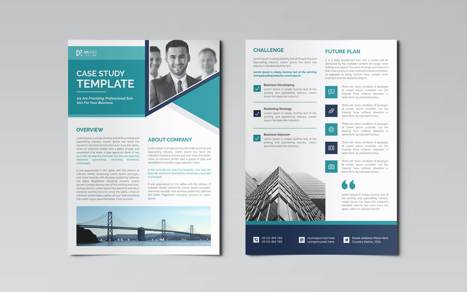 Clean and modern case study design template - corporate identity