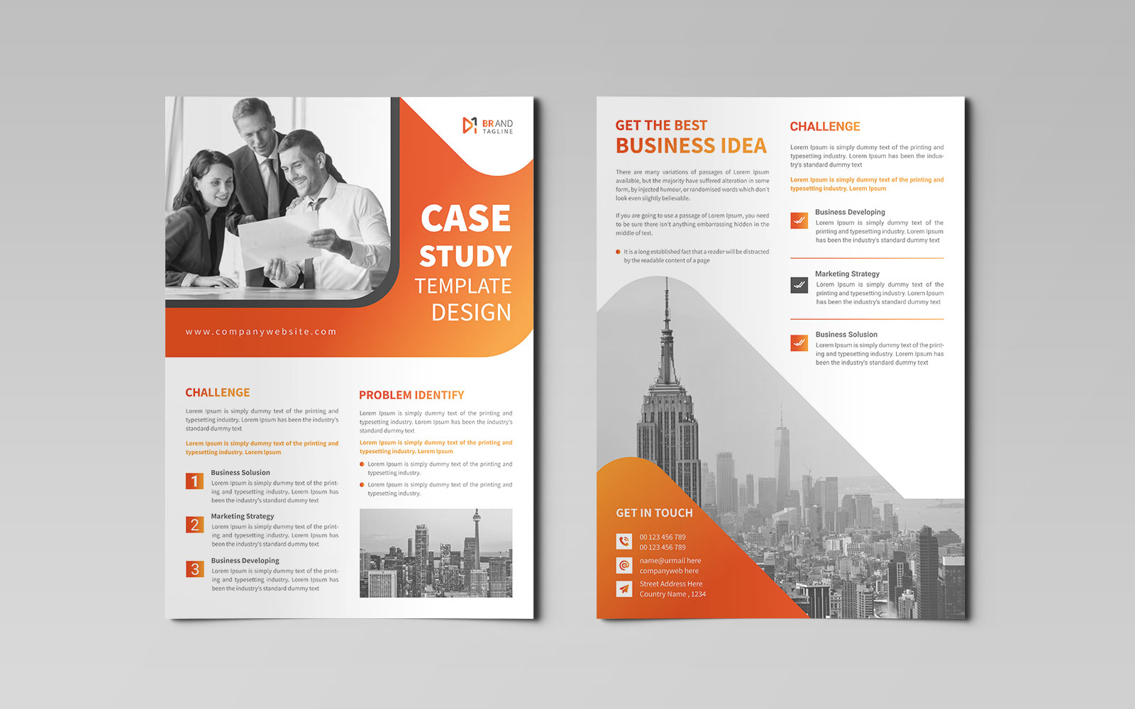 Modern professional corporate case study flyer design template