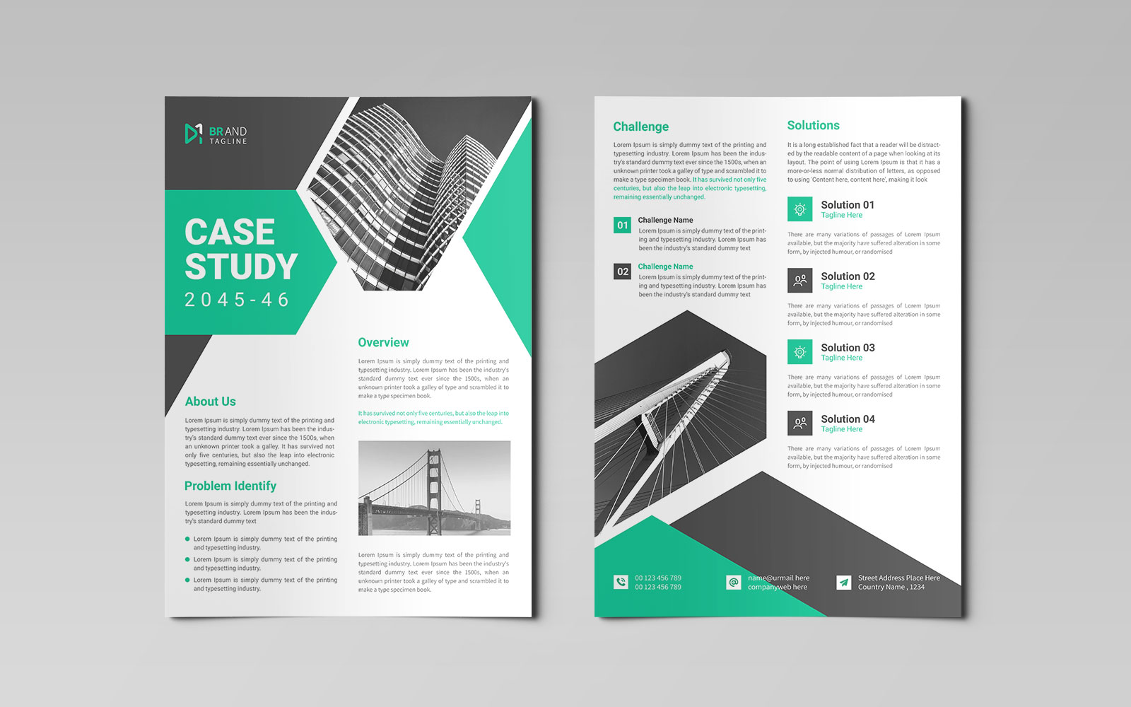 Clean and minimal professional case study flyer design template