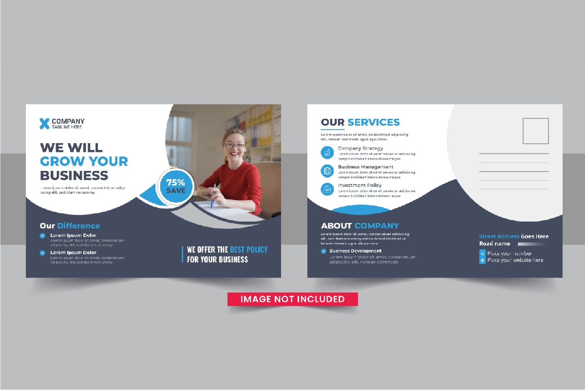 Business postcard design template, Modern eddm postcard design