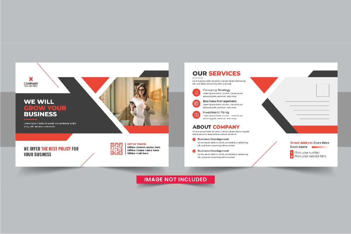 Business postcard design template, Modern eddm postcard design template