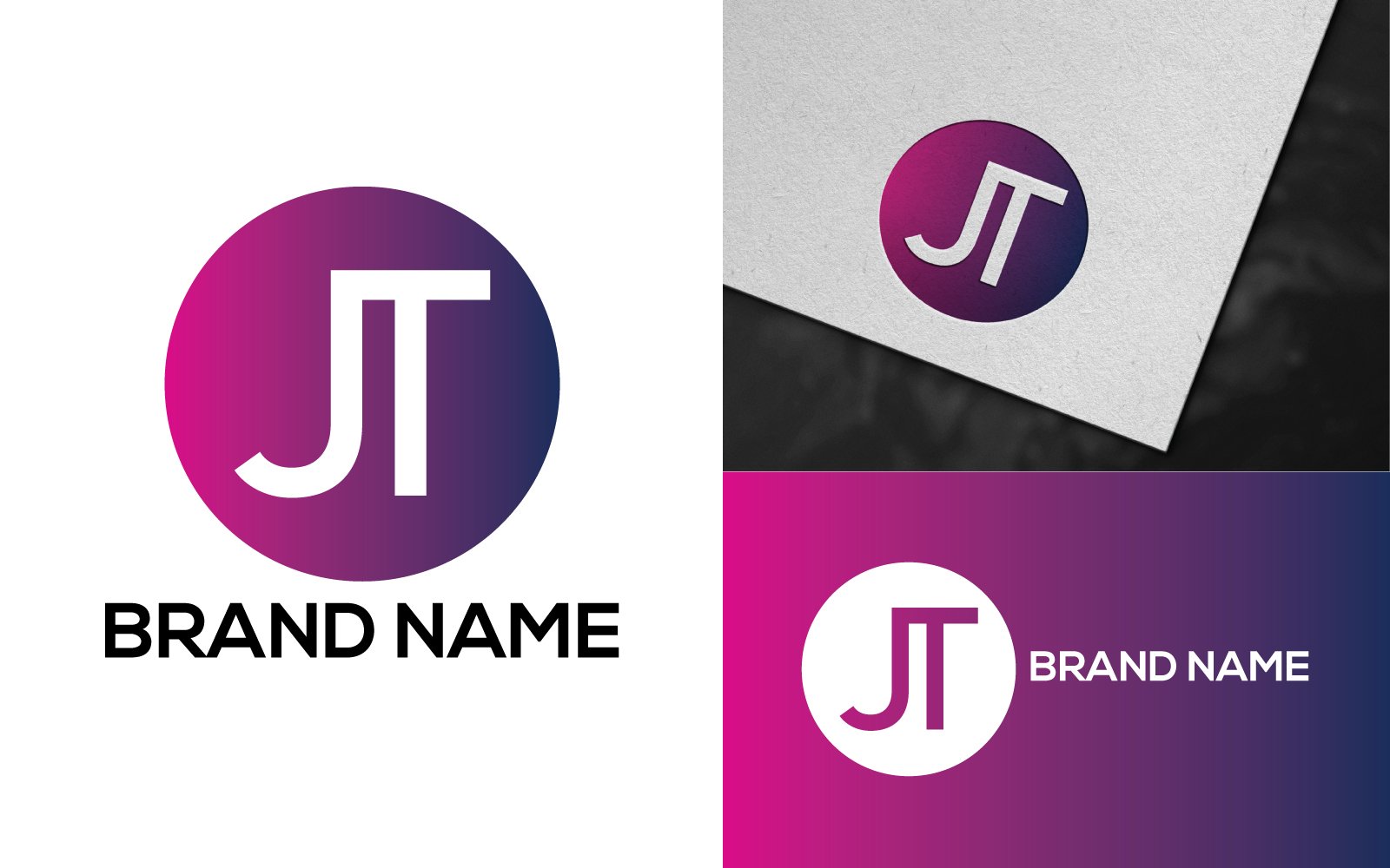 Circle JT Letter Logo Template Design