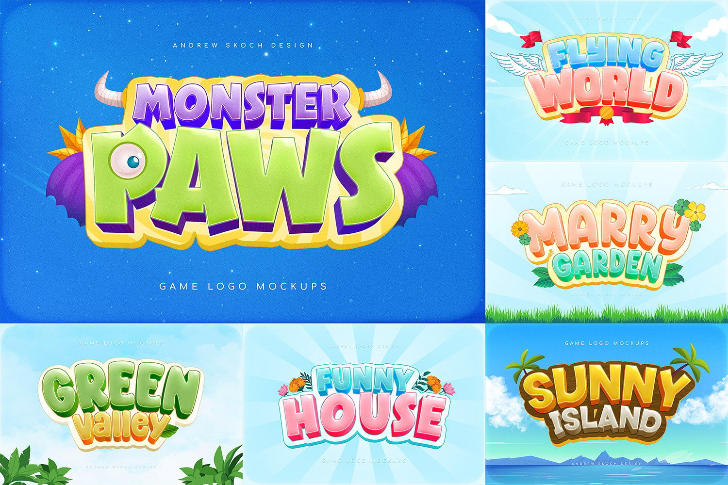 Game Logo Text Effects - 6 Photoshop Templates