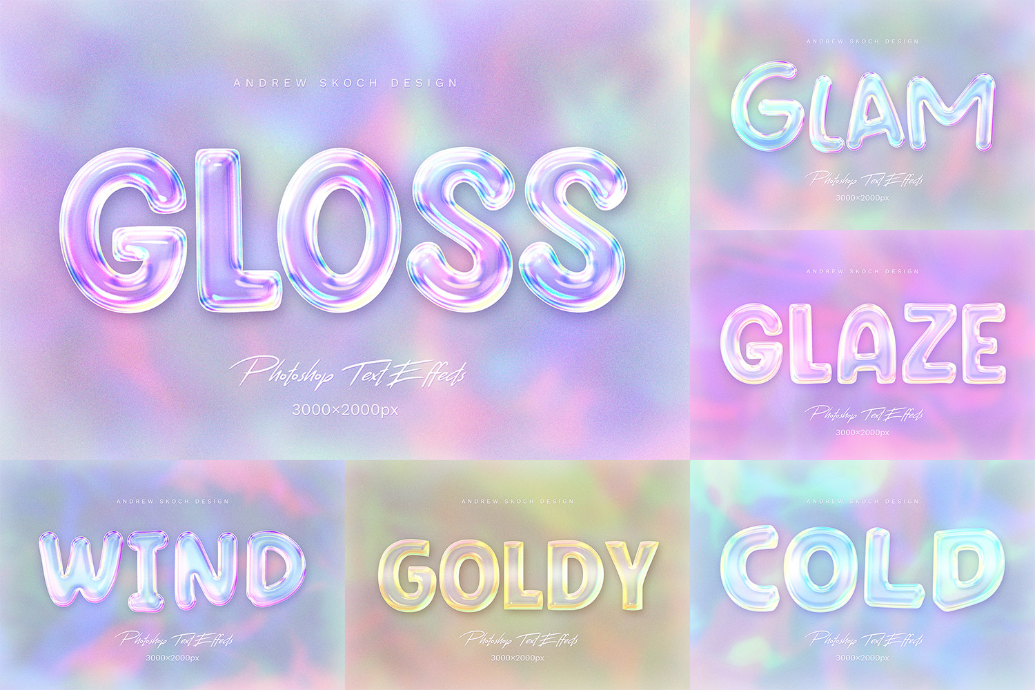 Glossy Text Effects - 6 Photoshop Templates