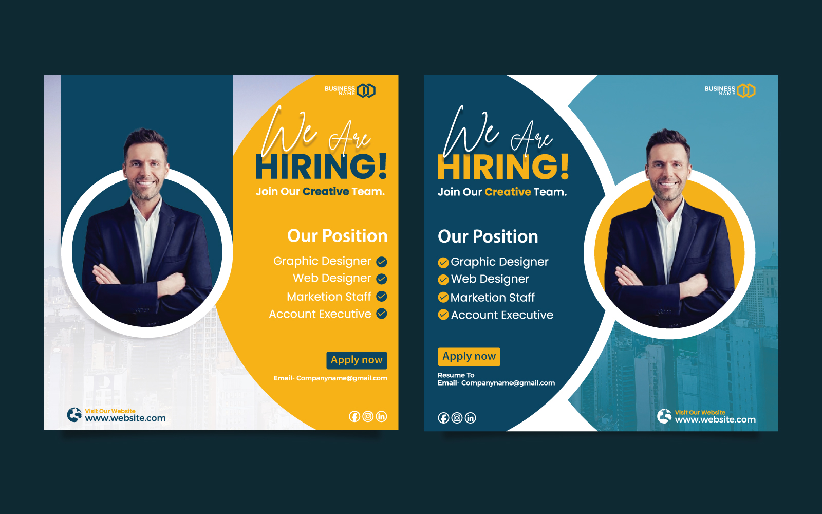 We are hiring Digital Social Media Post Design Template. v1