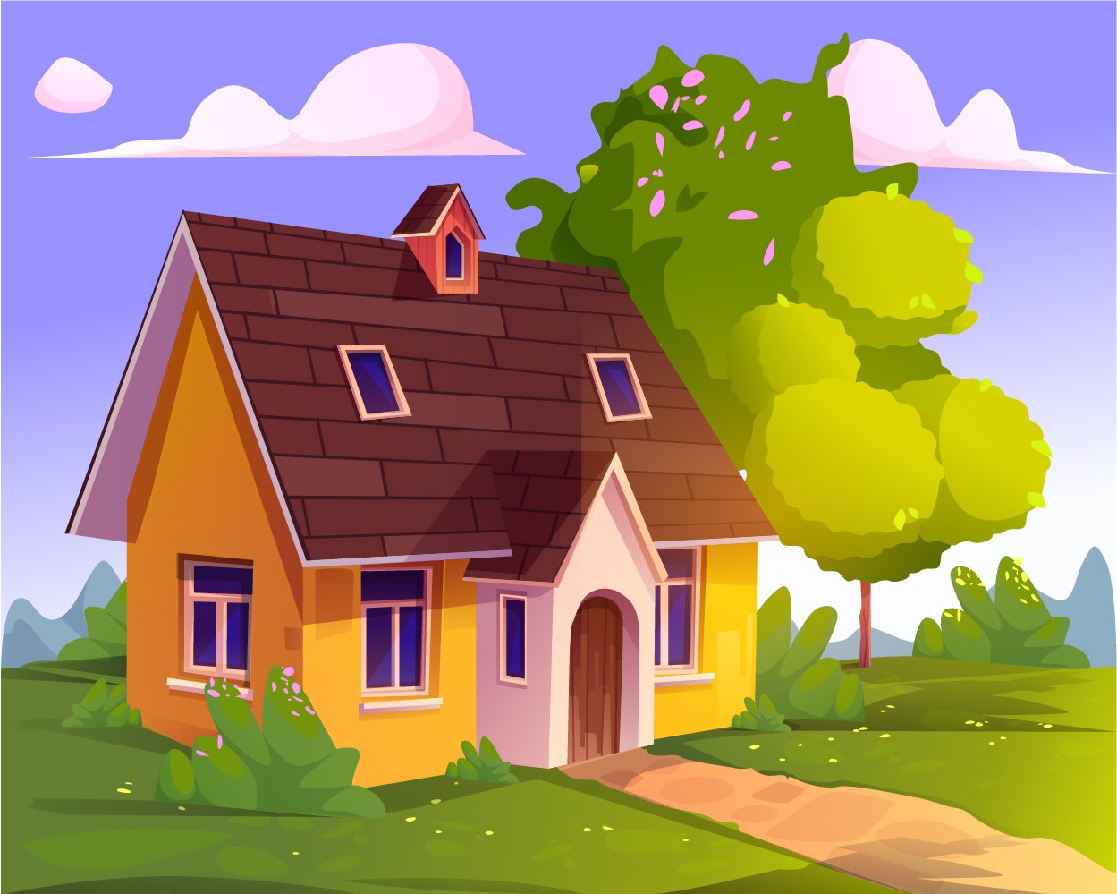 Cartoon Home Exterior Morning Time