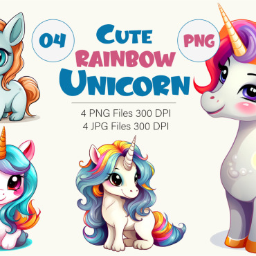 Rainbow Unicorn Illustrations Templates 384239