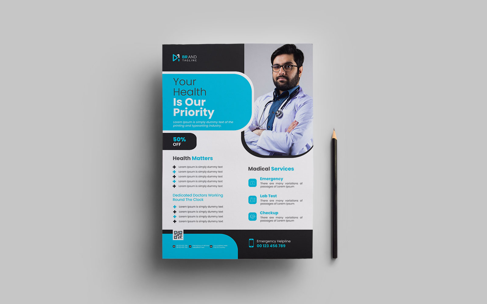 Medical and healthcare  flyer template design