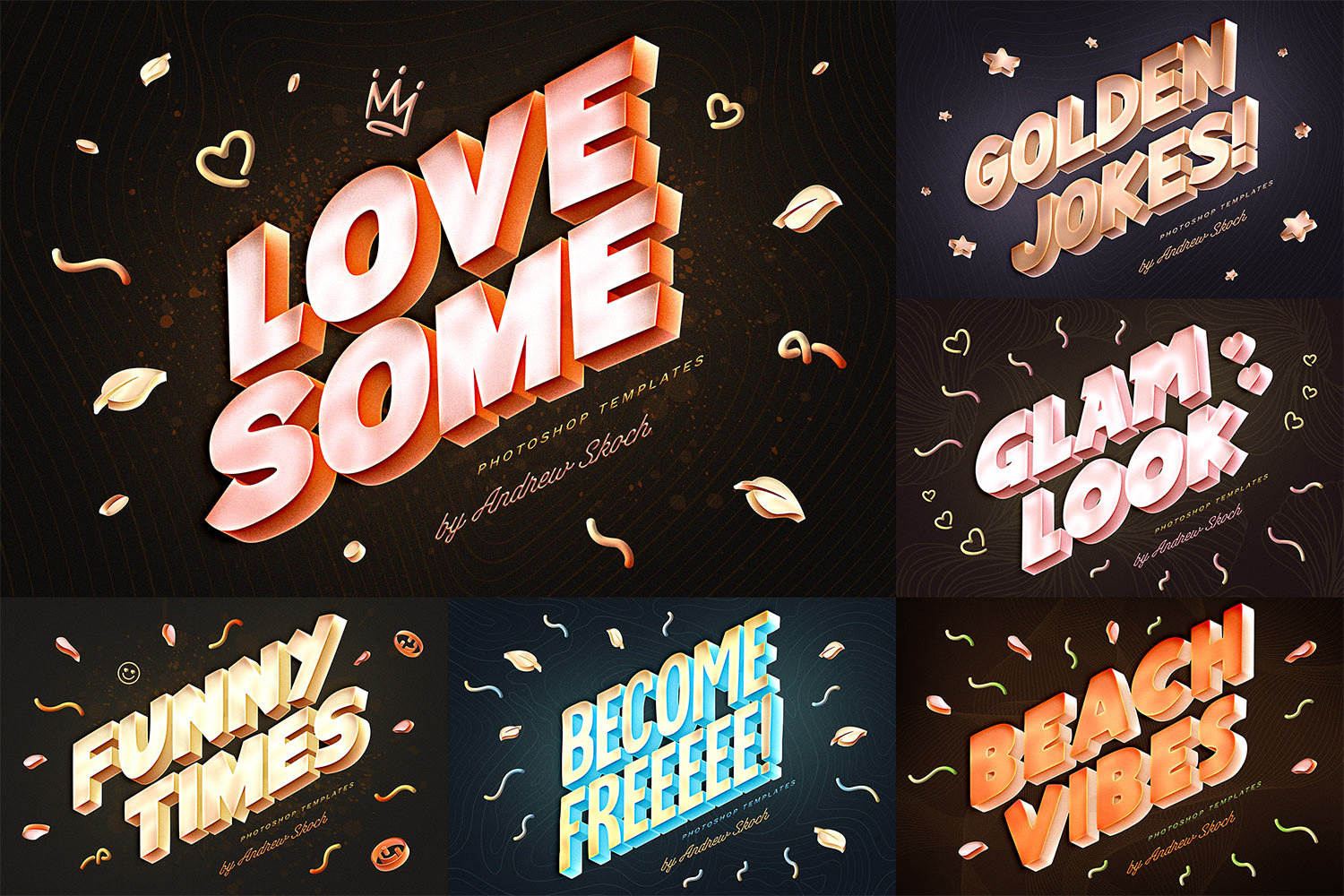 Colorful 3D Text Effects - Photoshop Templates