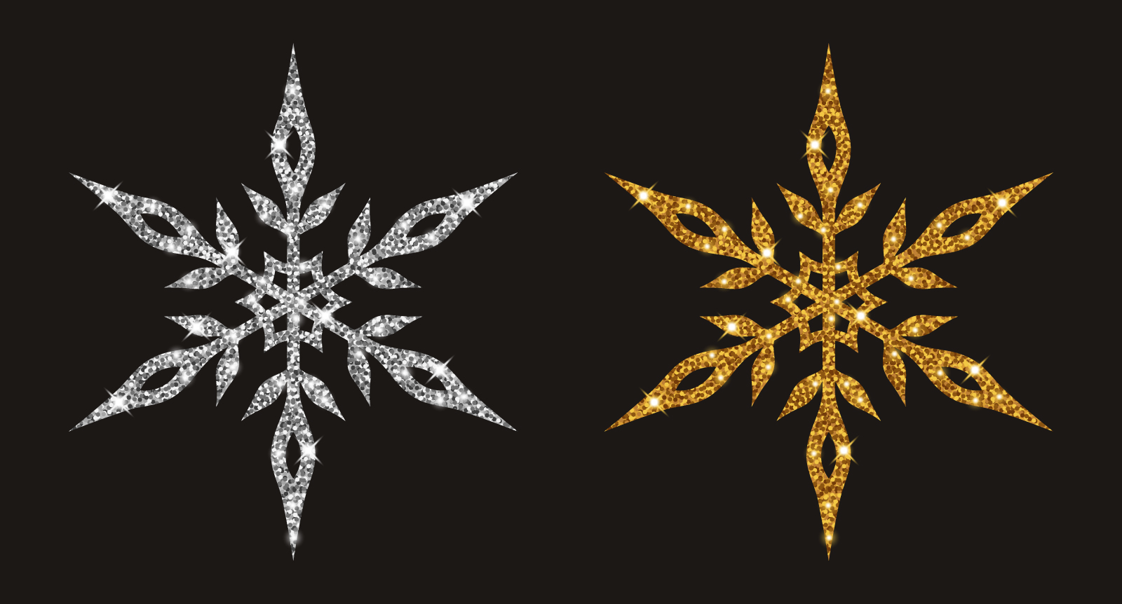 Vector snowflakes with a glitter effect