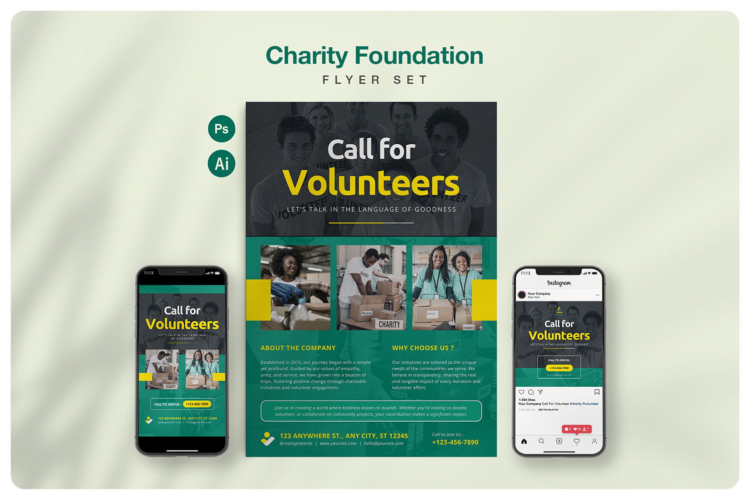 Charity and Volunteer Flyer Set
