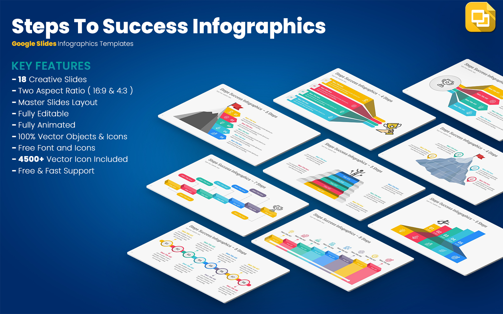 Steps To Success Infographics Google Slides Templates