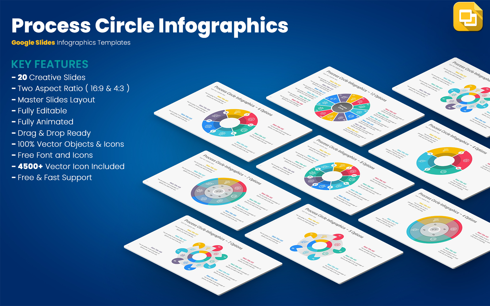 Process Circle Infographics Google Slides templates