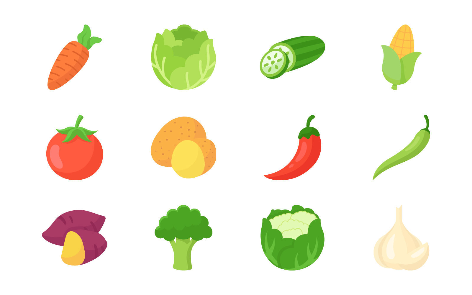 Vegetable Isolated Object Set