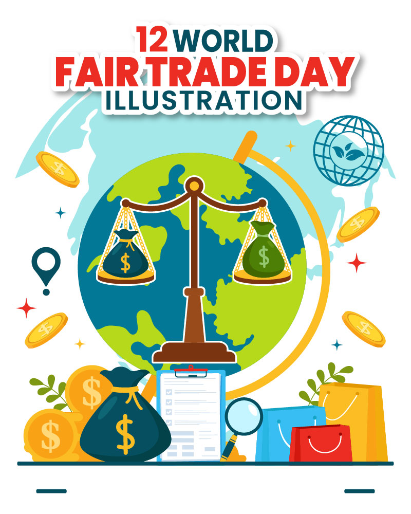 12 World Fair Trade Day Vector Illustration