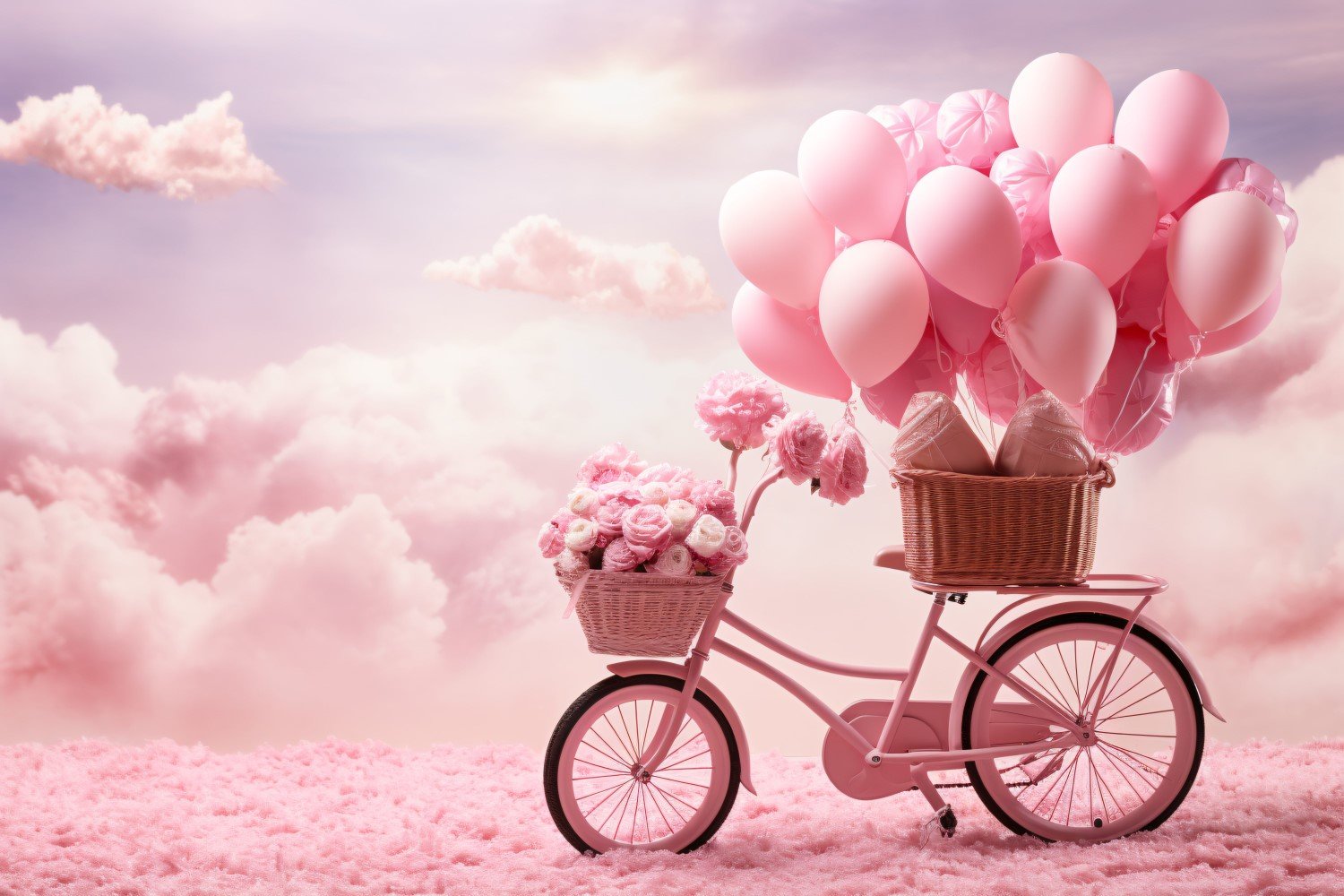 Cycle with Pink Balloon Decorated for Valentine day 01