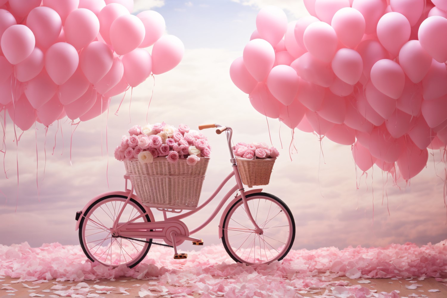 Cycle with Pink Balloon Decorated for Valentine day 02
