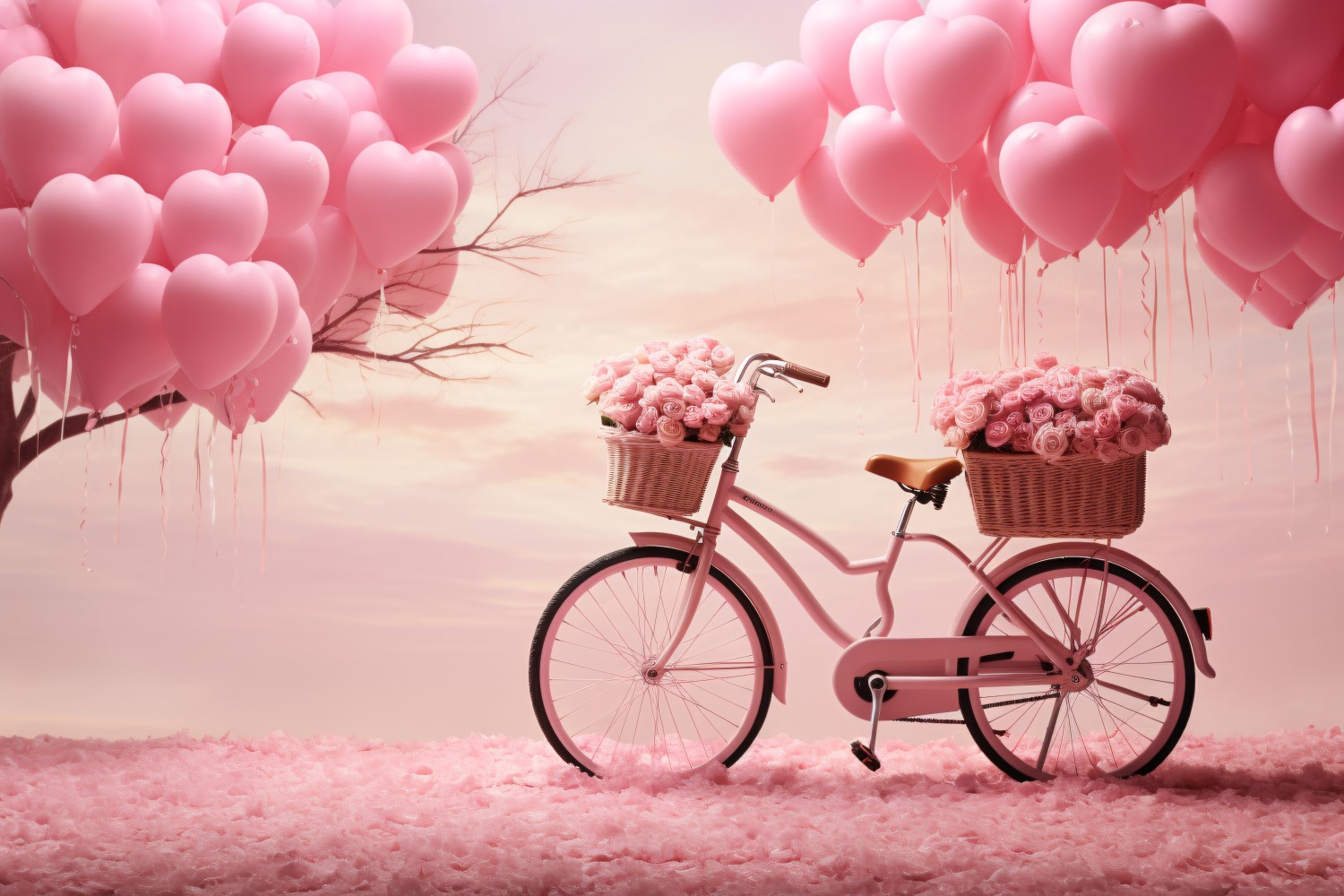 Cycle with Pink Balloon Decorated for Valentine day 04