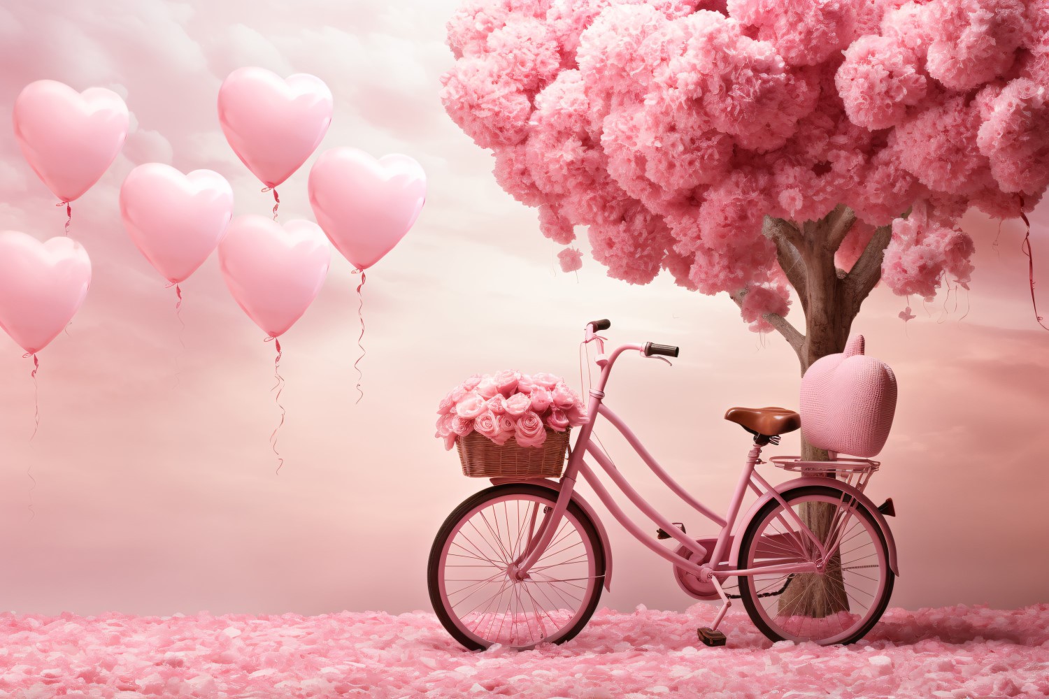 Cycle with Pink Balloon Decorated for Valentine day 07