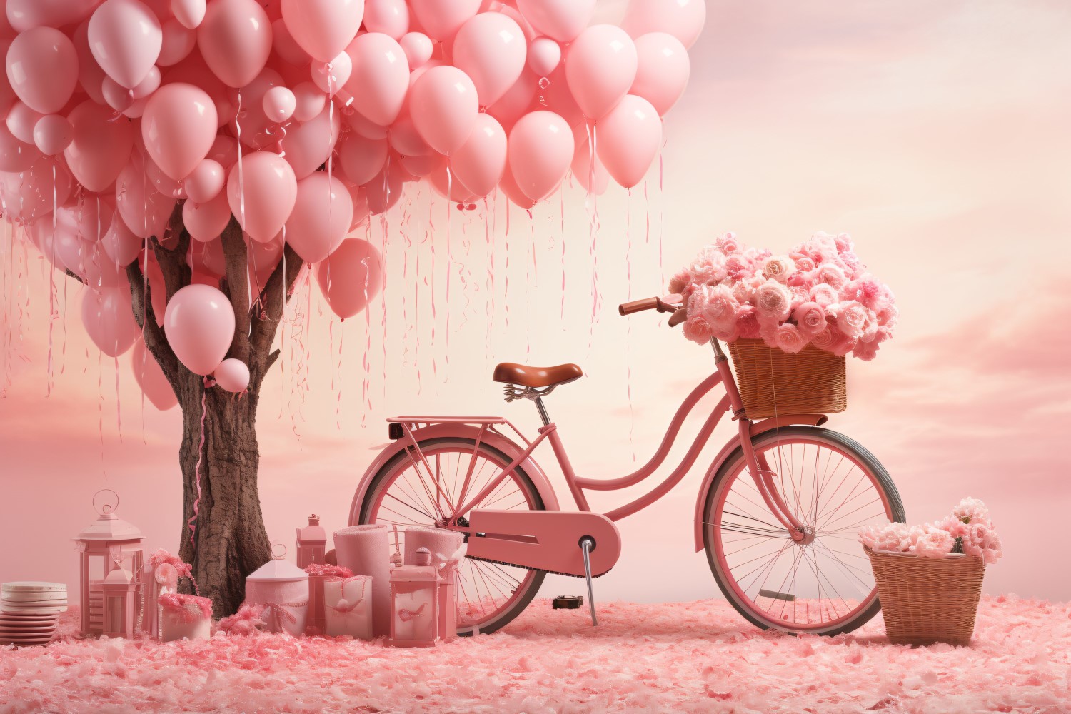 Cycle with Pink Balloon Decorated for Valentine day 08