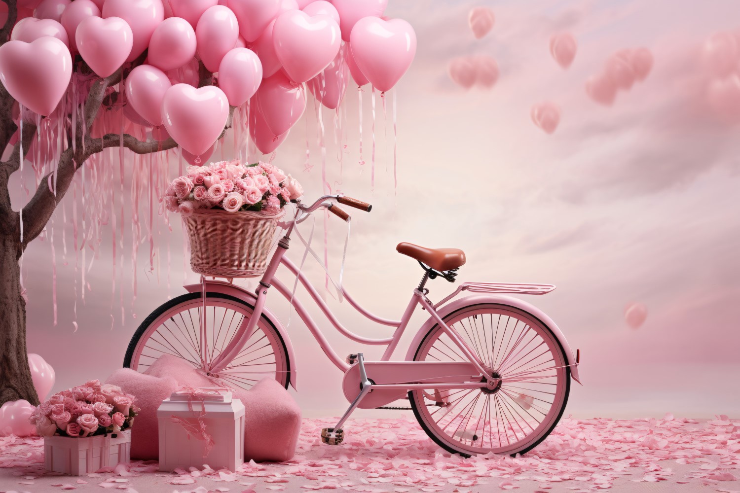 Cycle with Pink Balloon Decorated for Valentine day 06