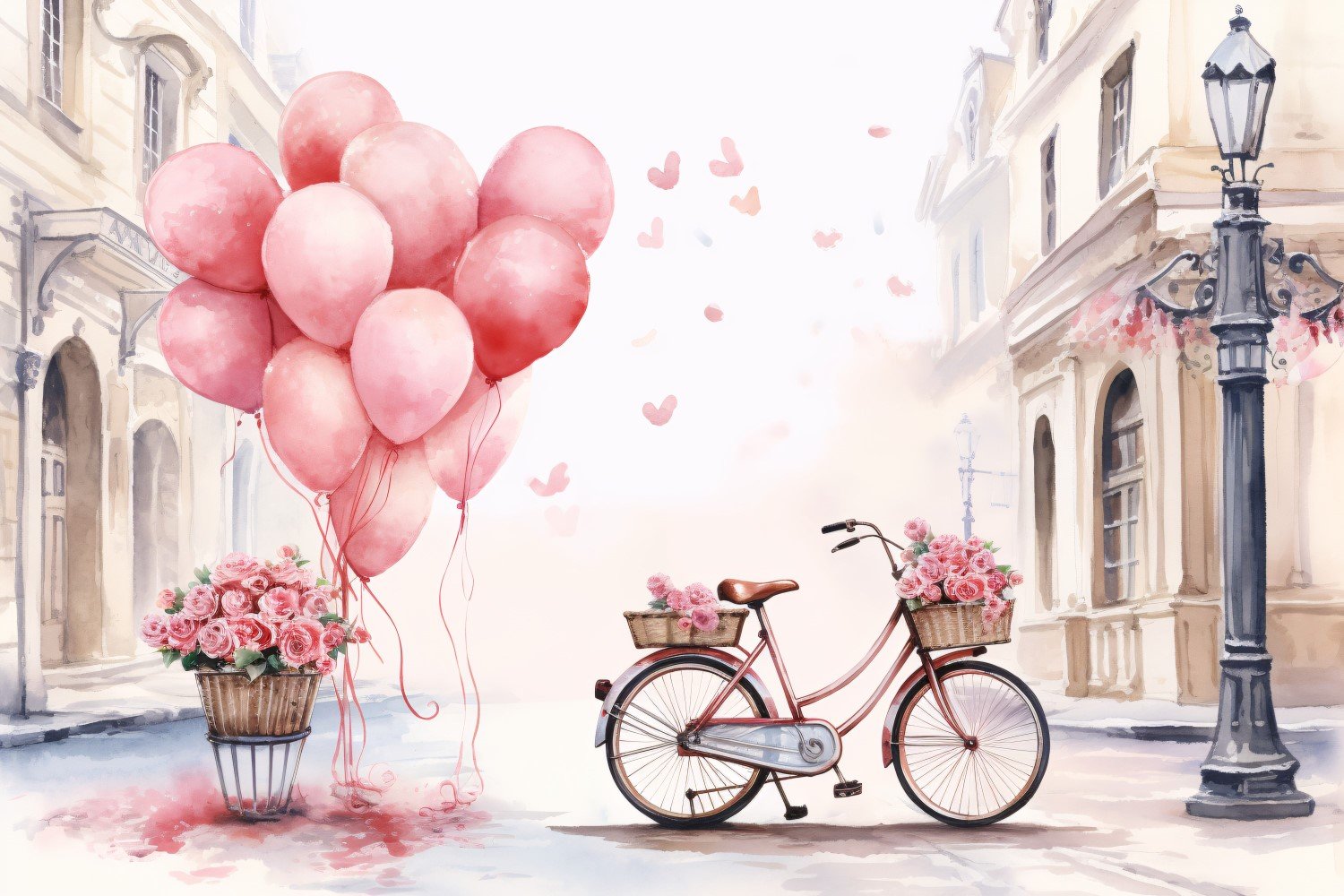 Cycle with Pink Balloon Decorated for Valentine day 13