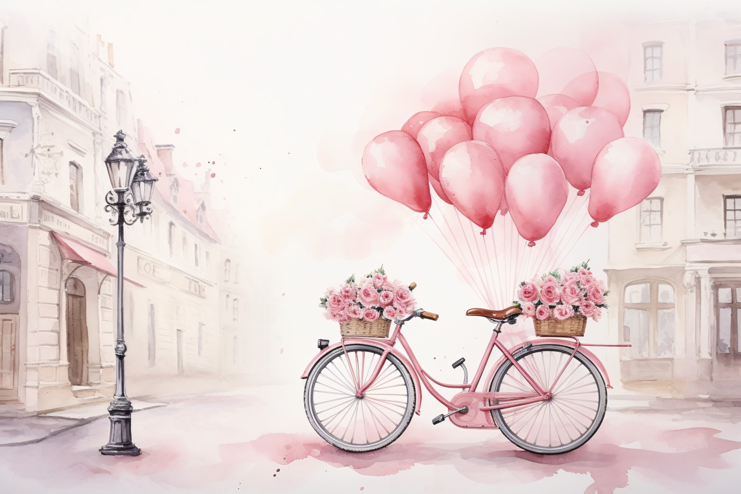 Cycle with Pink Balloon Decorated for Valentine day 14