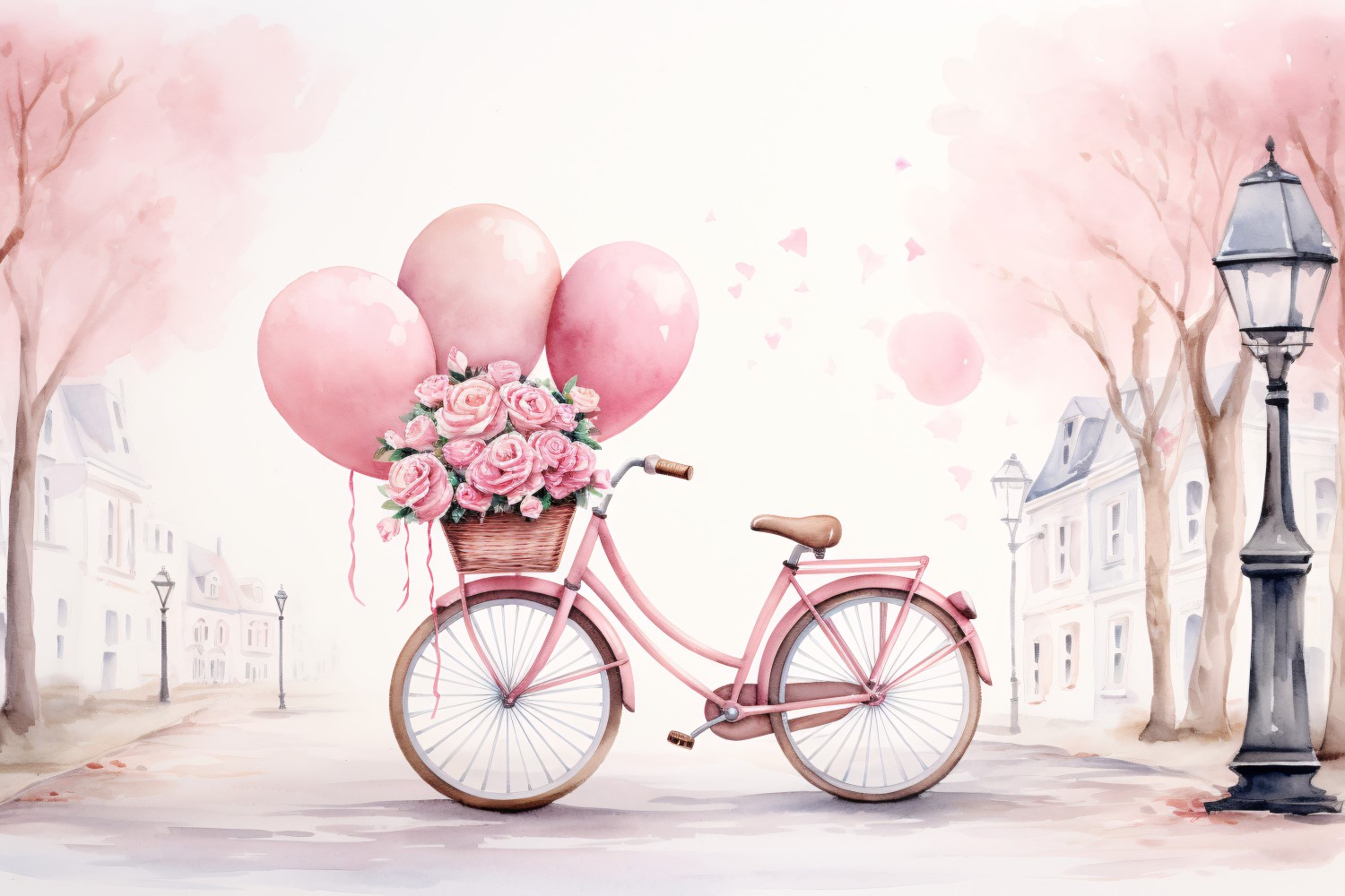 Cycle with Pink Balloon Decorated for Valentine day 16