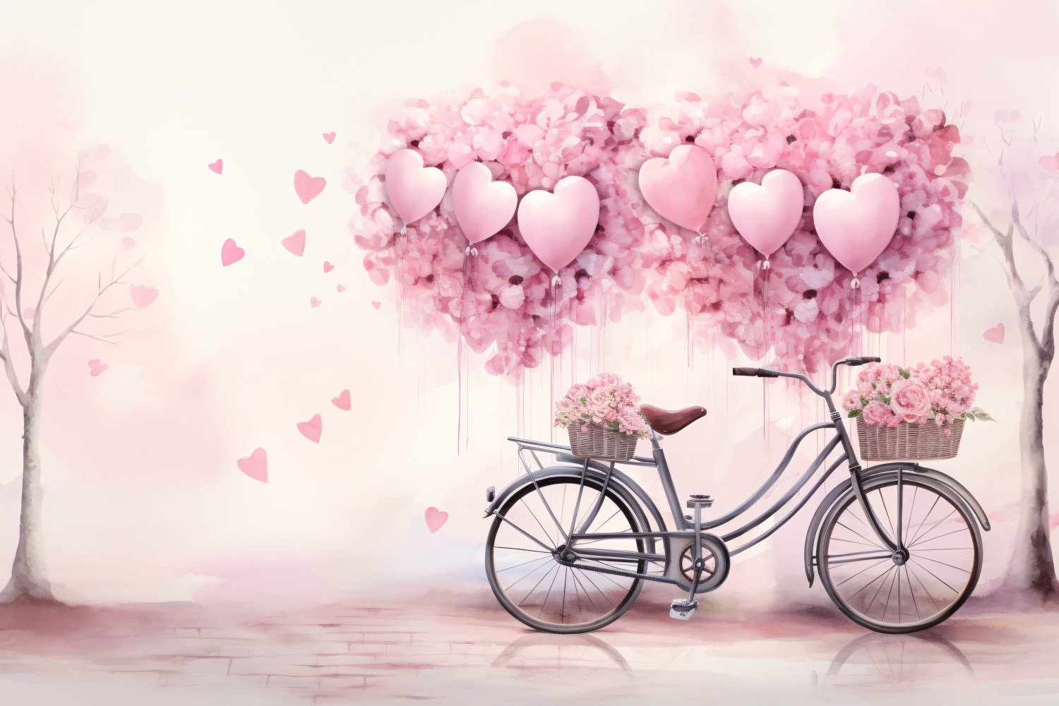 Cycle with Pink Balloon Decorated for Valentine day 17