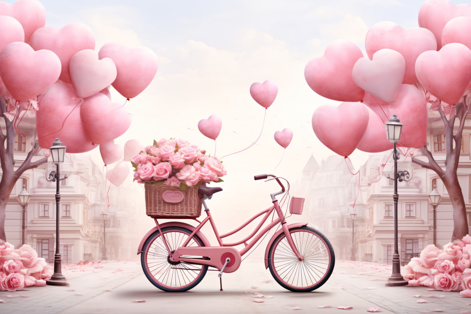 Cycle with Pink Balloon Decorated for Valentine day 15