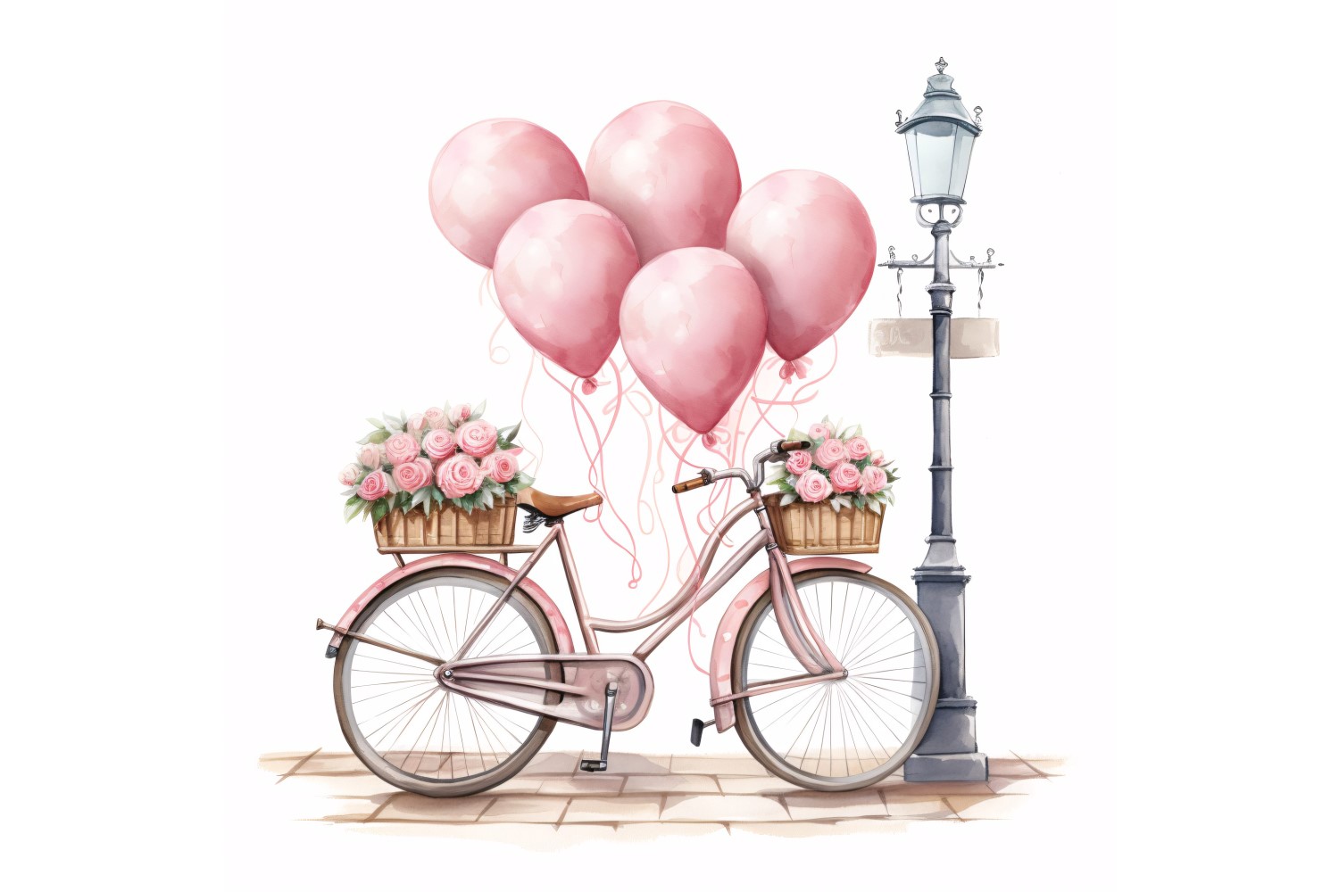 Cycle with Pink Balloon Decorated for Valentine day 18