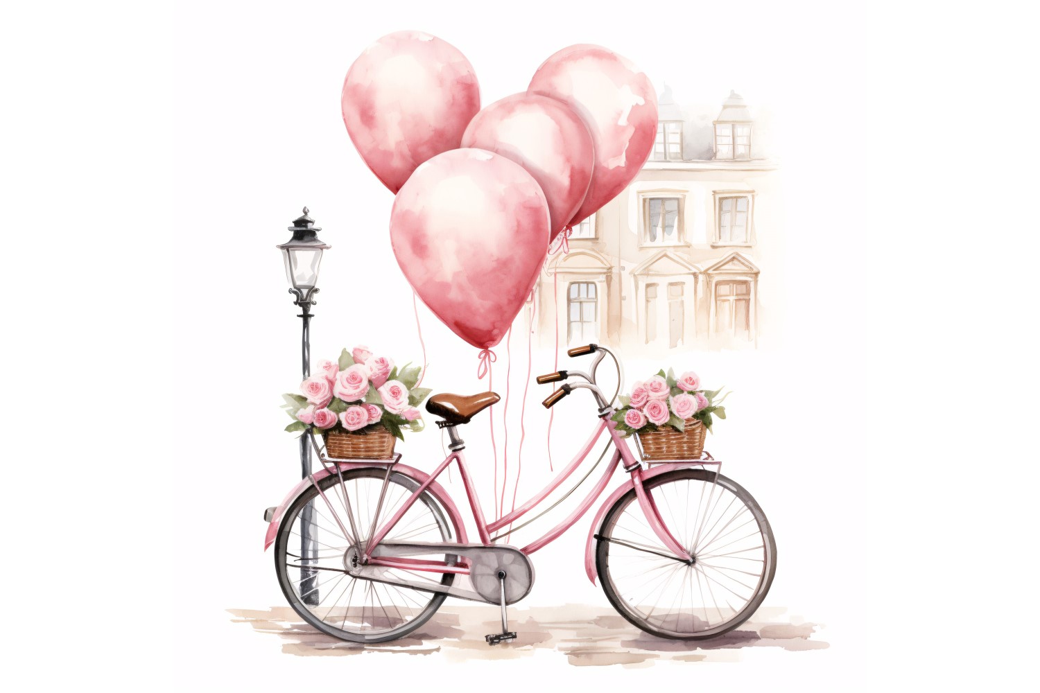 Cycle with Pink Balloon Decorated for Valentine day 21