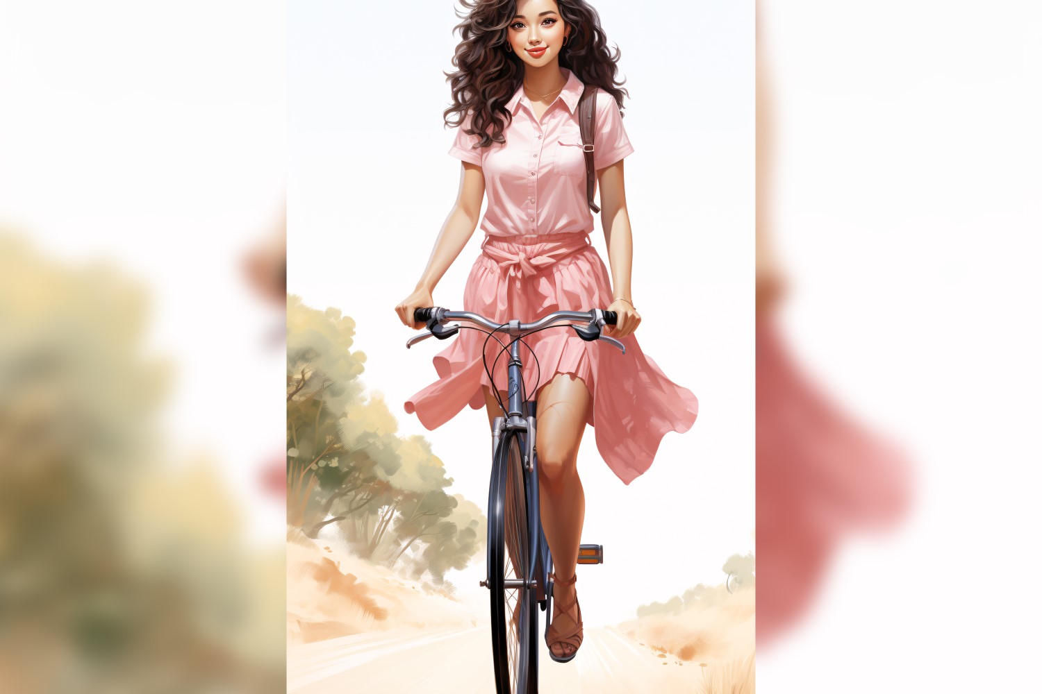 Girl on Cycle with Pink Balloon Celebrating Valentine day 15