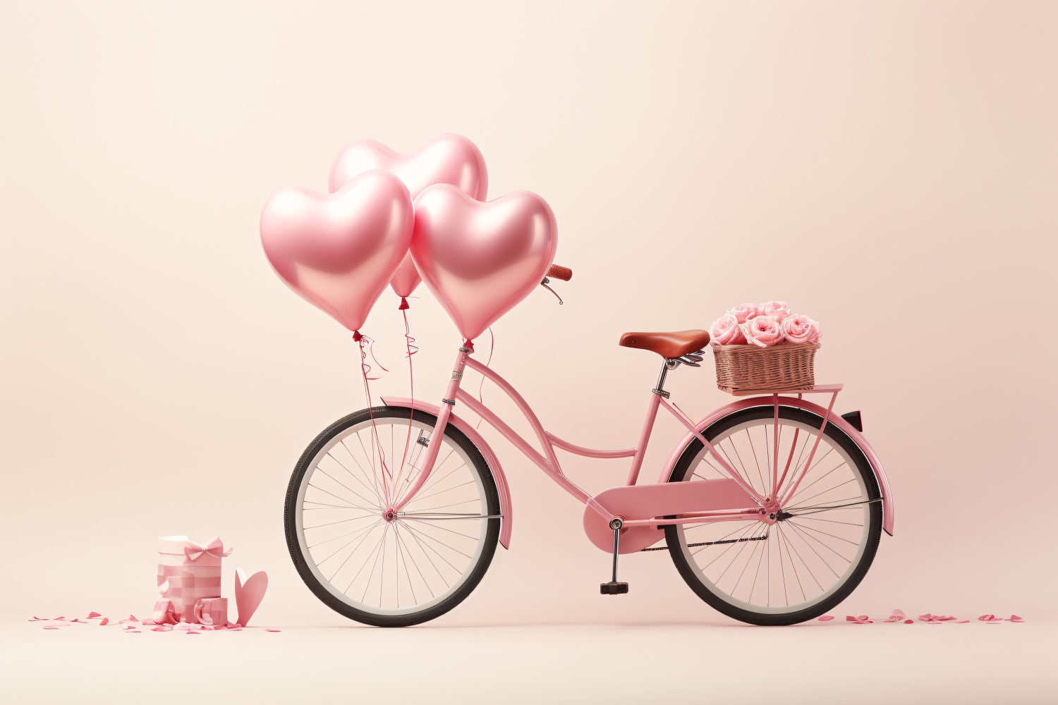 Cycle with Pink Balloon Decorated for Valentine day 27