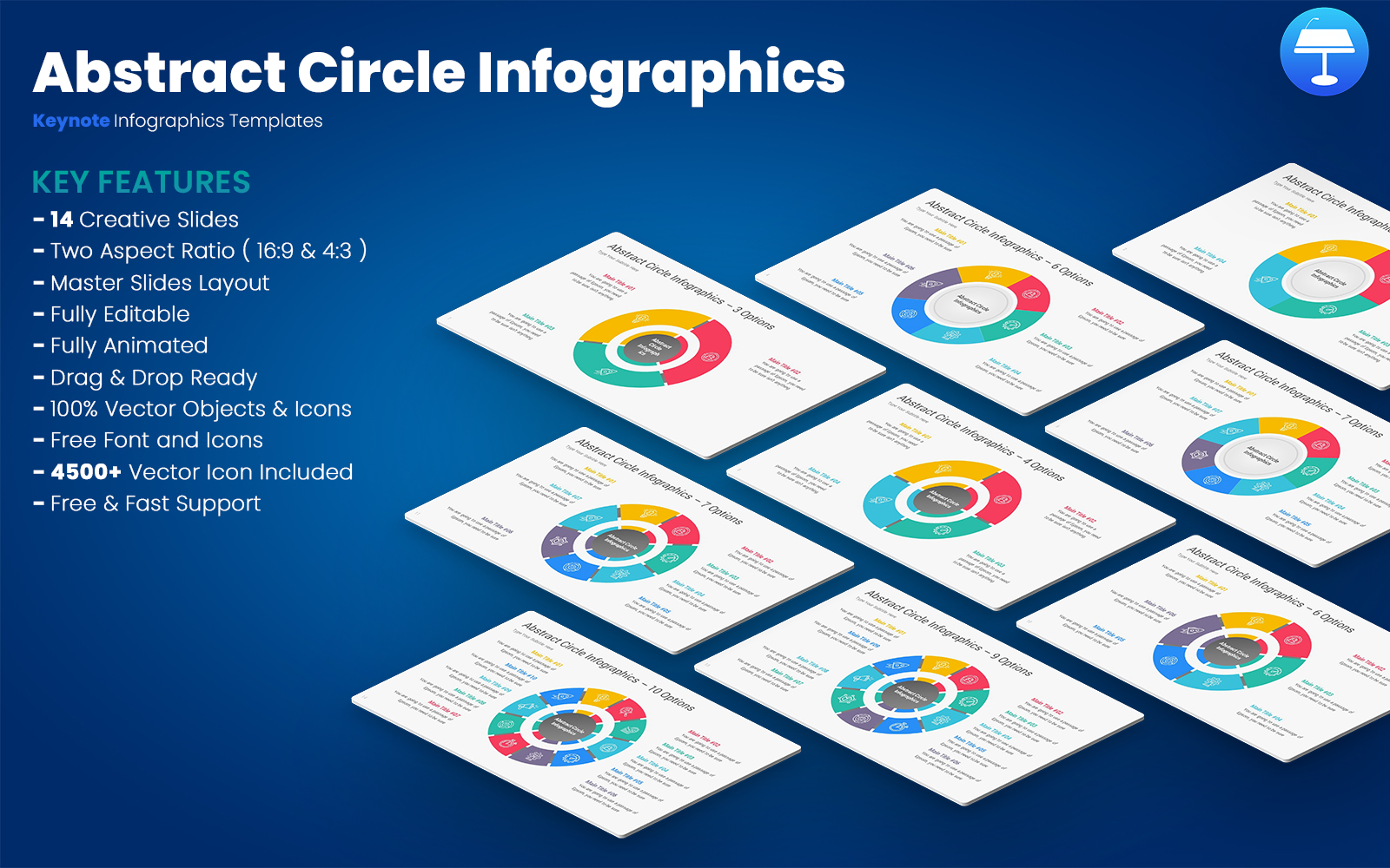 Abstract Circle Infographics Keynote templates