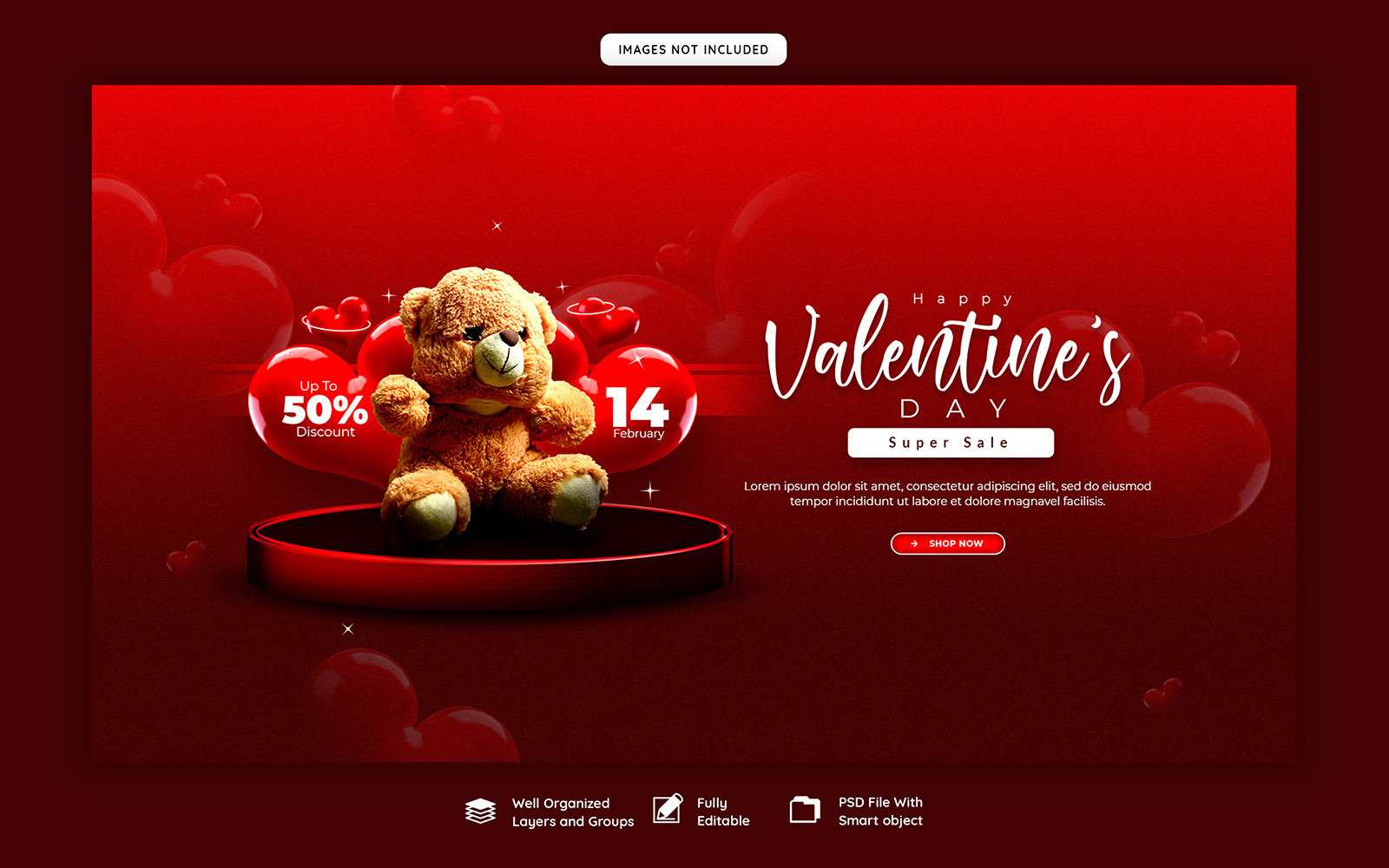 Valentine Day Social  Media Web Banner Template