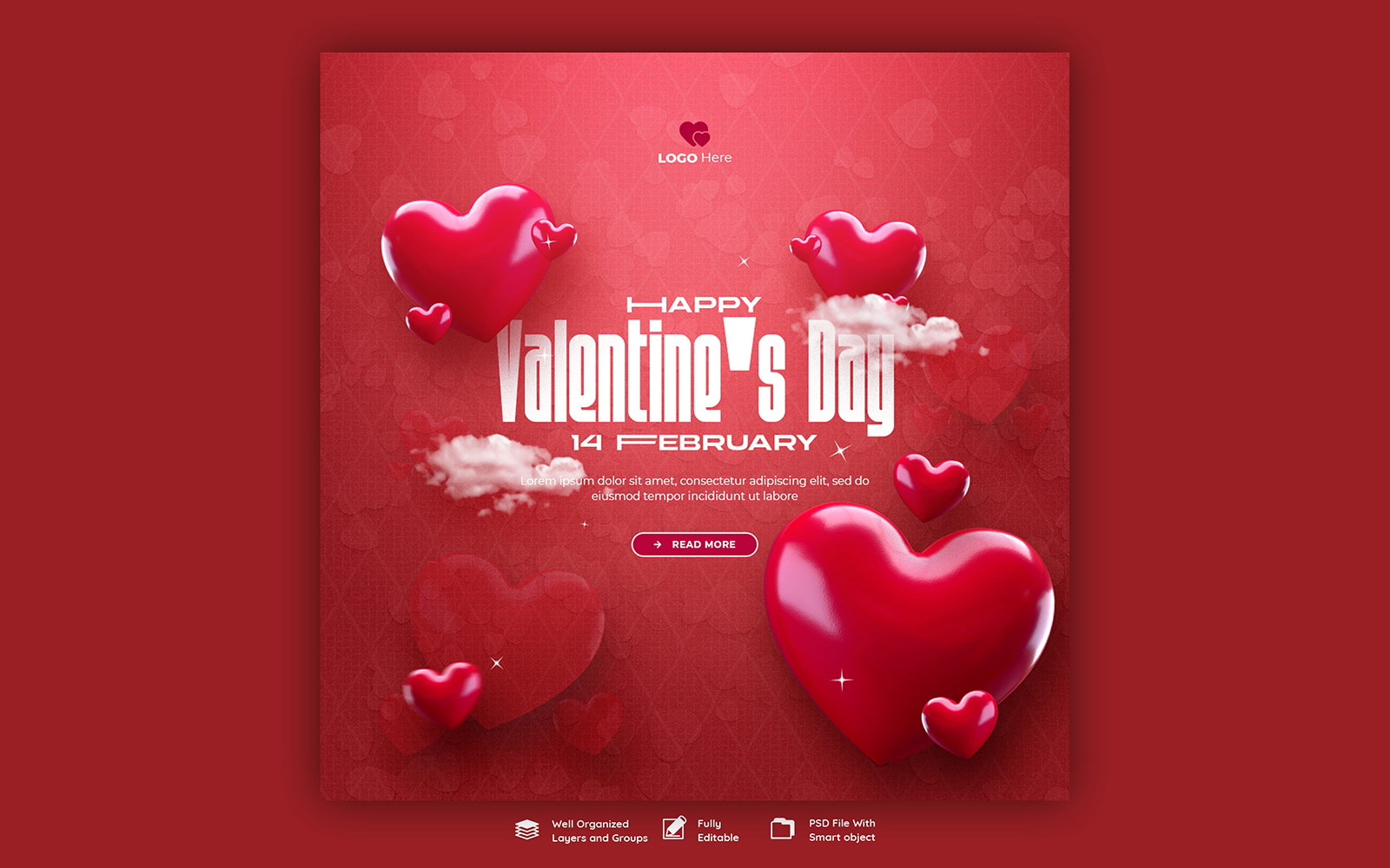 Valentine Day Social Media Post  Template