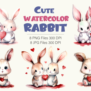 Rabbits Valentines Illustrations Templates 385729