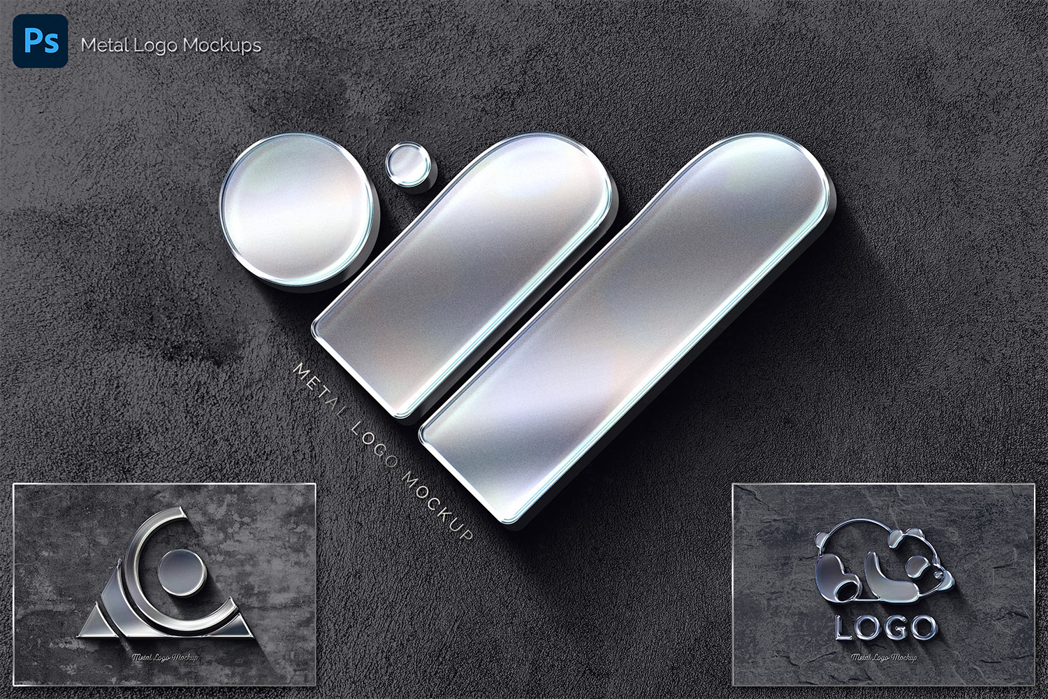 Metal Logo Mockups - 3 Photoshop Templates