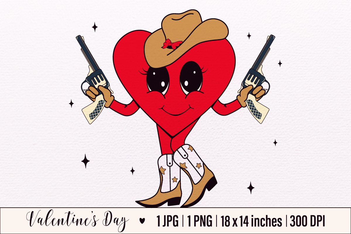 Y2k,Retro Happy Valentines Day,Cowboy Boots,Red Heart
