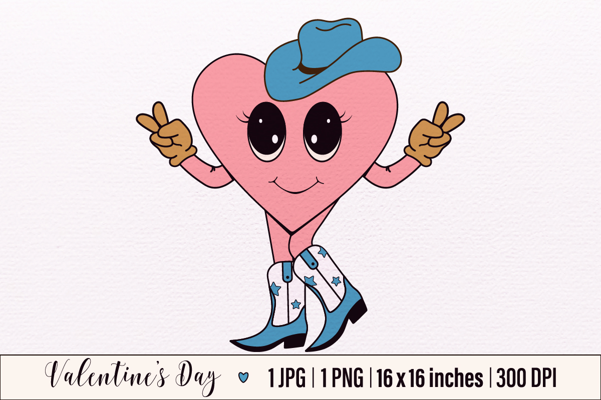 Retro Groovy Valentines Day PNG