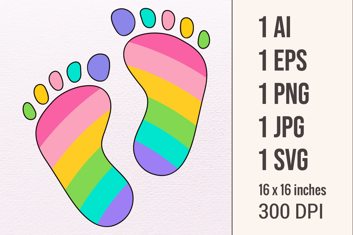 Baby Footprints SVG,Rainbow Baby Footprint,baby footprint,Baby Footprint Download SVG