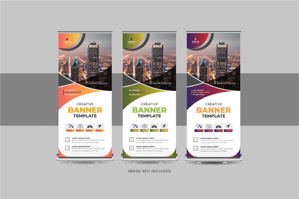 Roll Up Banner or Company advertisement roll up banner design template layout