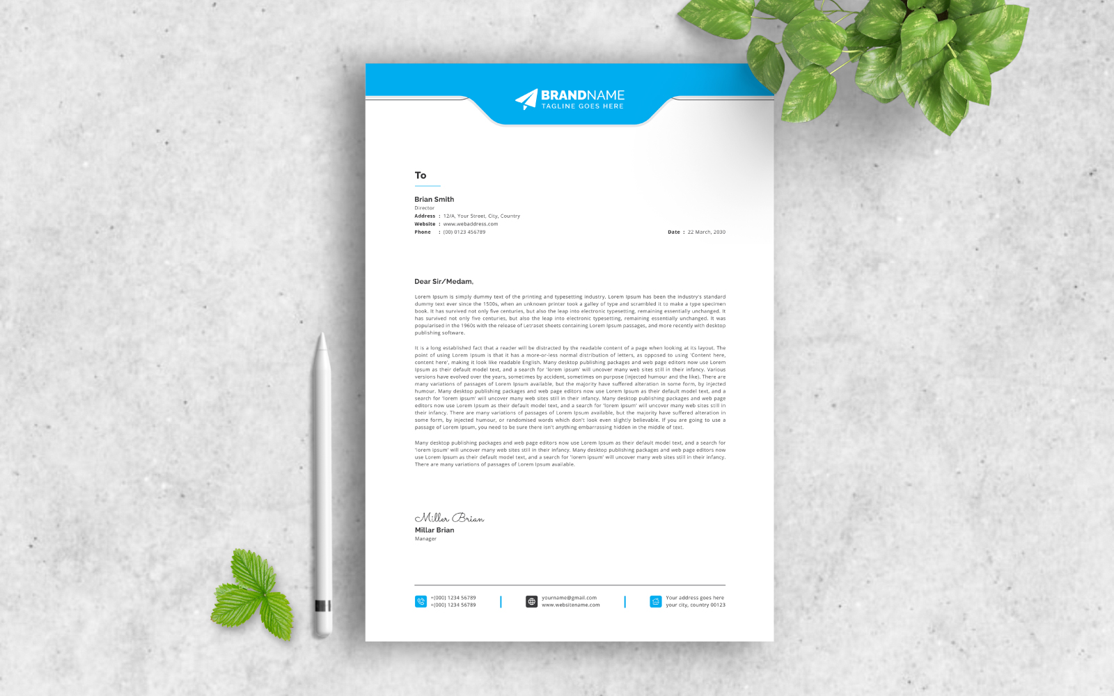 Minimalist Letterhead Design, Clean Letterhead Design